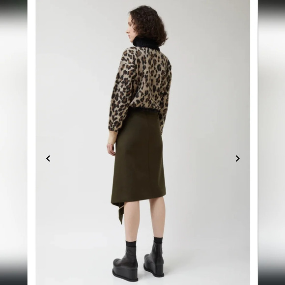 Sacai,‎ Melton Asymmetric Tight Wool Skirt, Size 2 - Picture 3 of 14